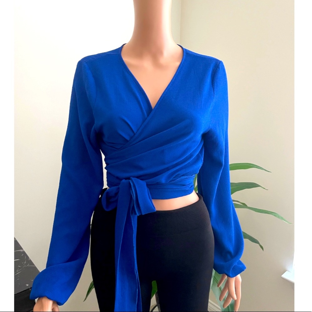 Deep Blue Wrap Around Blouse! Dress it up or dress it down!